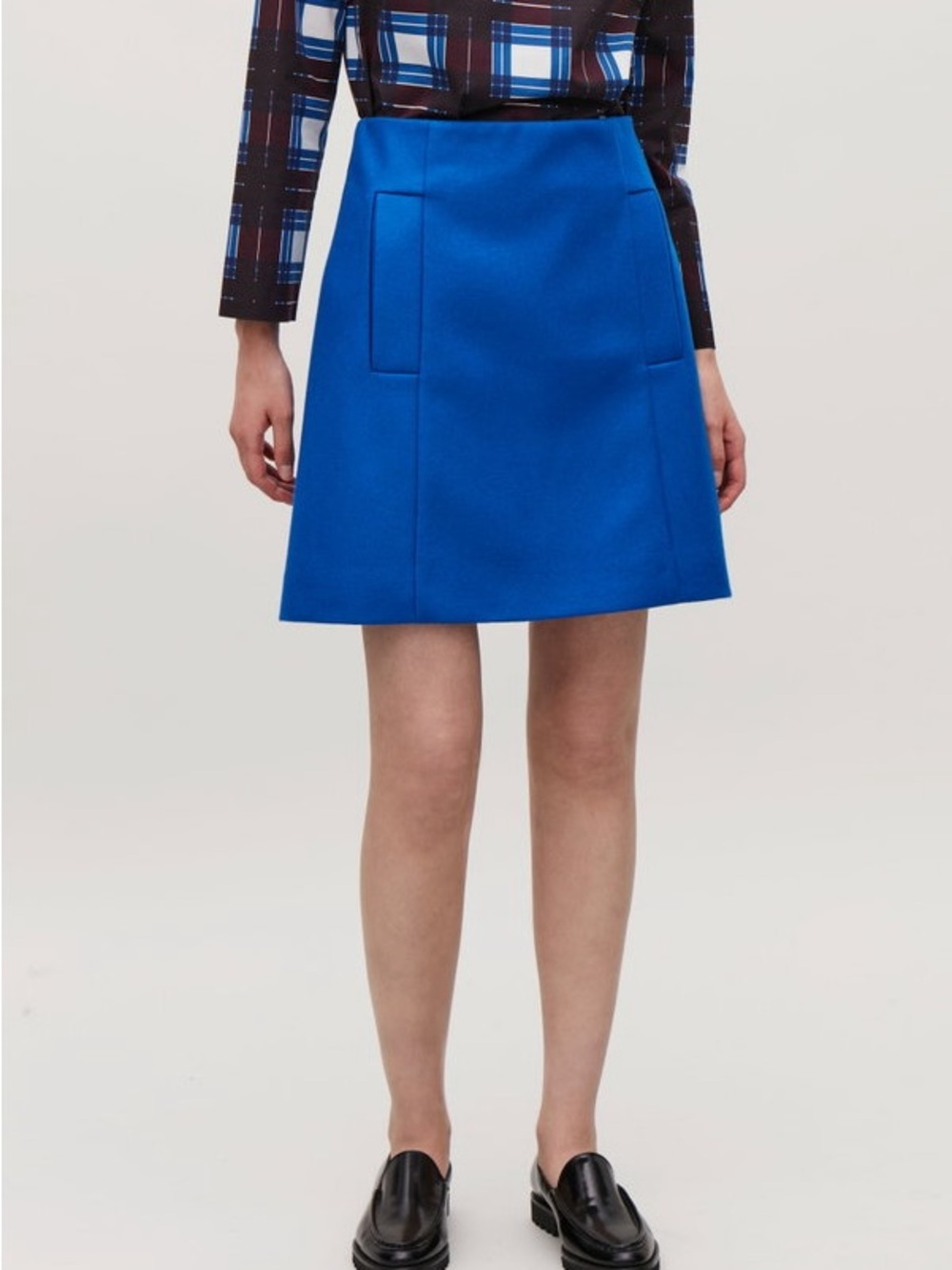 COS Royal Blue Wool Mini Skirt size 4 Needs Hemming